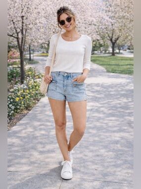 Lilly Pulitzer Ladies White 3/4 Sleeve Ribbed Top SM